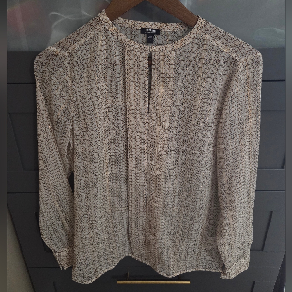 Express Beige Geometric Women's Blouse